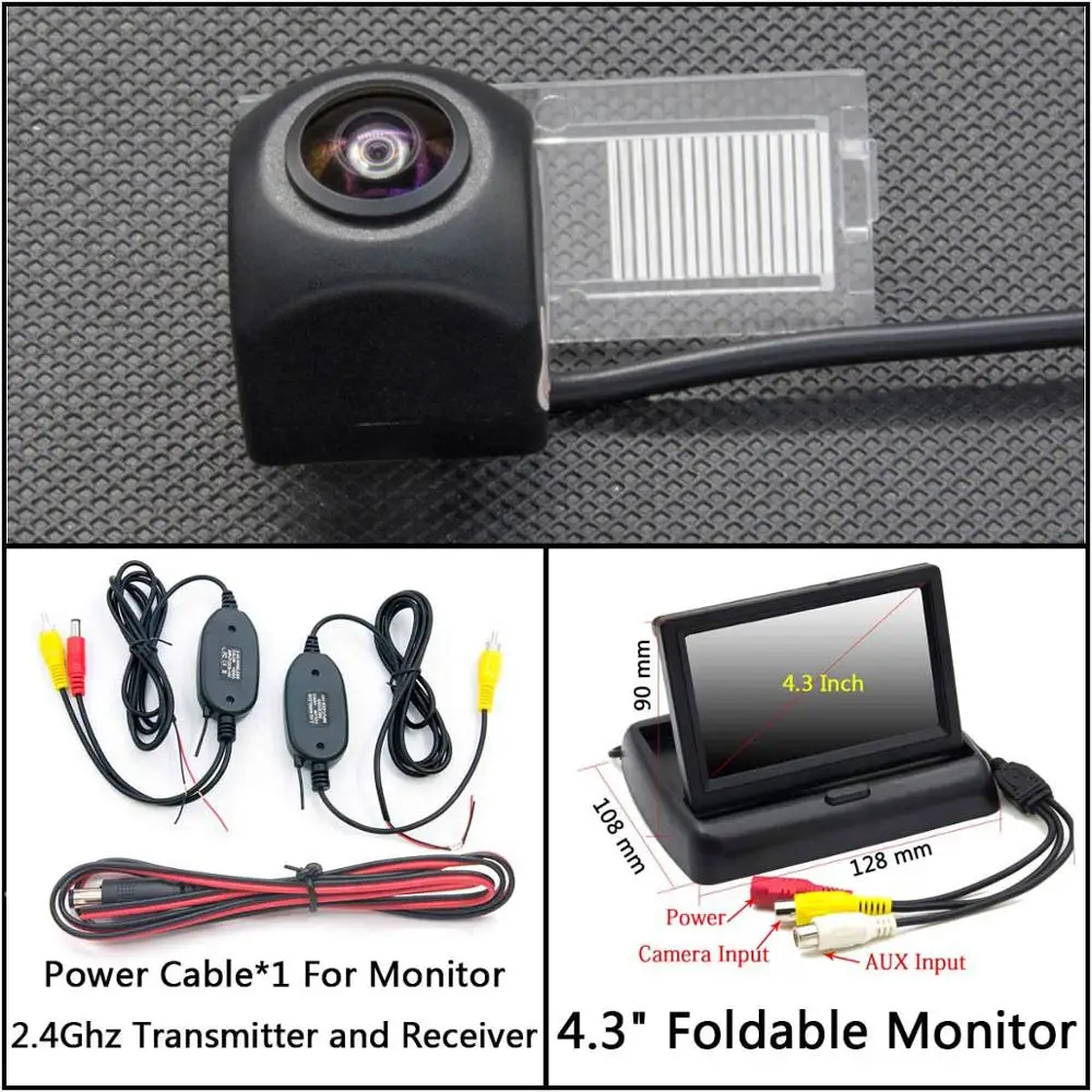 C Wireless 4.3inch F 175 градусов HD камера заднего вида Камера для peugeot 208 3D/5D хэтчбек 2012- 301/308/408/508/C5/3008/307 хэтчбек - Название цвета: C Wireless 4.3inch F