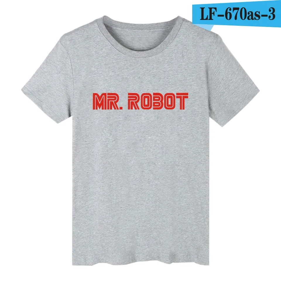 gray LUCKYFRIDAYF MR футболка с роботом летняя футболка MR Robot футболка с роботом Homme мужская футболка в стиле хип-хоп MR Robot футболка с надписью Fsociety одежда - Цвет: gray