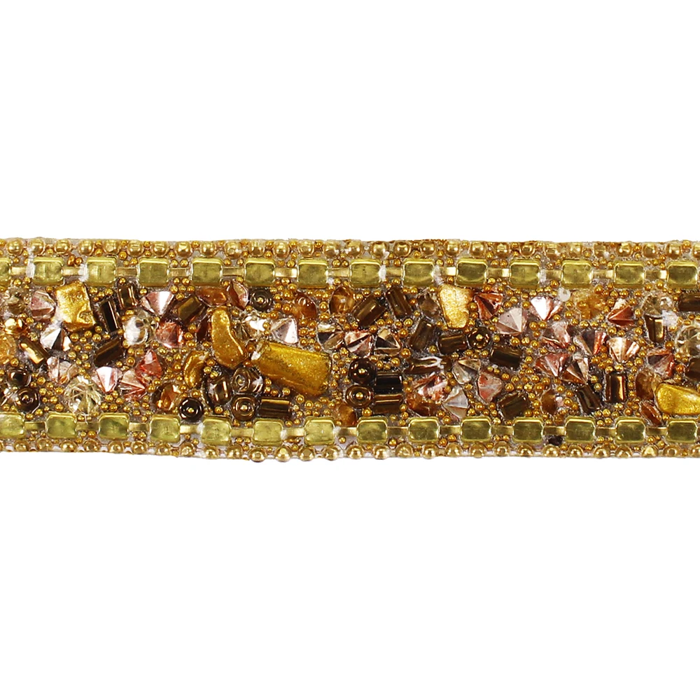 10yards Brown Gold Hot fix Rhinestones Trim Chain Crystal Iron on Applique Trimming for Collars Sewing Accessories T2762 | Дом и сад