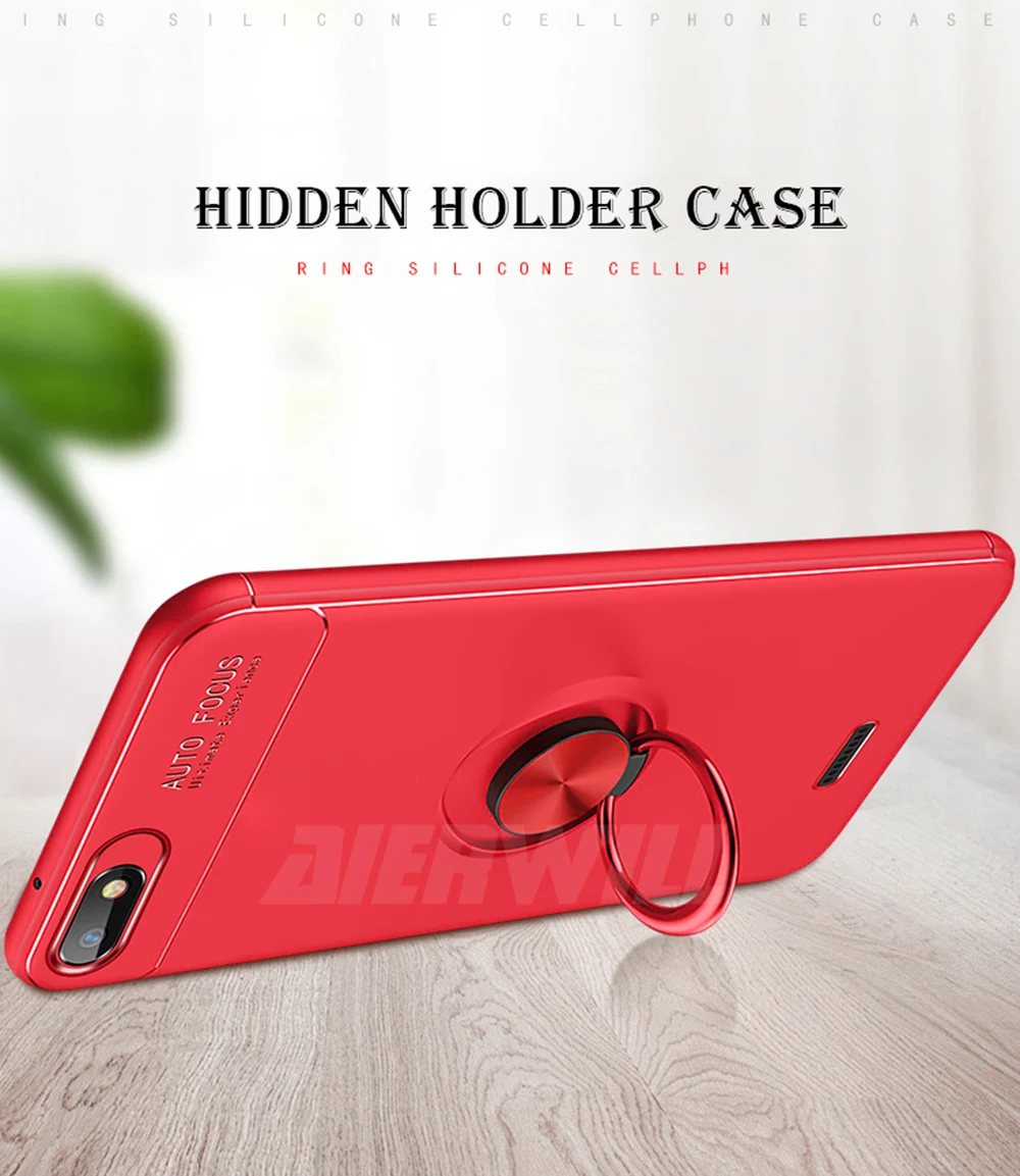 Чехол для xiaomi redmi 6a, чехол с кольцом на палец, матовая броня, ударопрочный протектор, тонкая задняя крышка для redmi 6a, бампер, чехол
