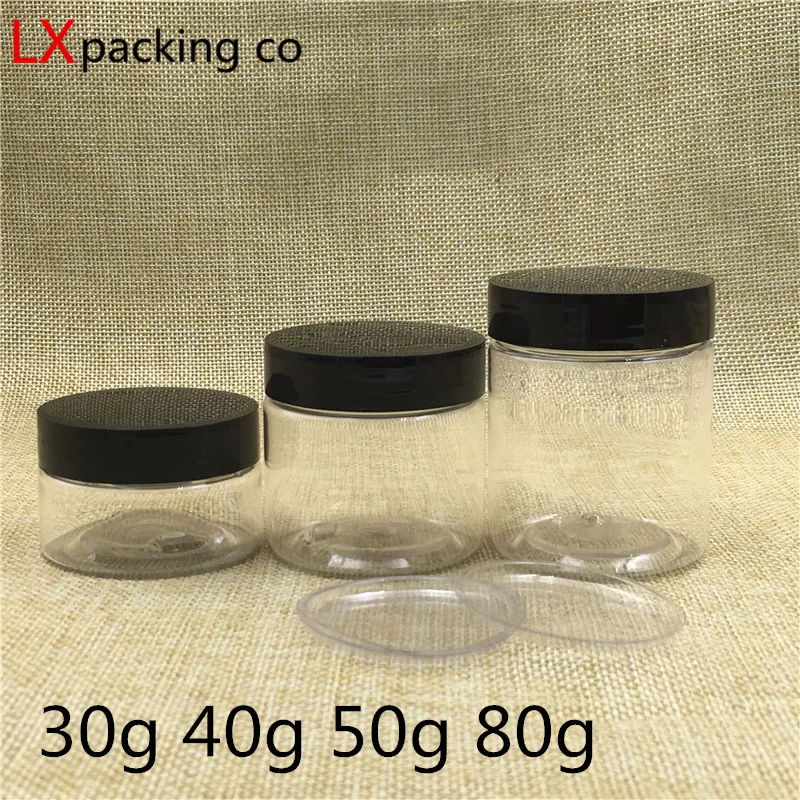 

30Pcs 30g 40ML 50ML 80ML Transparent Plastic Pet Jars For Cosmetics Spices Storage Butter Cream Sample Cans Small Containers
