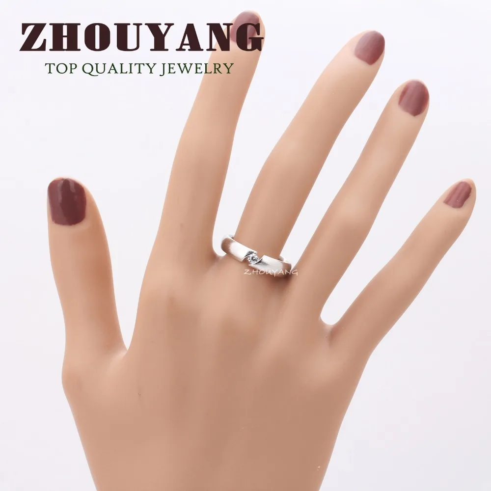 ZHOUYANG высококачественное кольцо с фианитами для рисования розовое золото