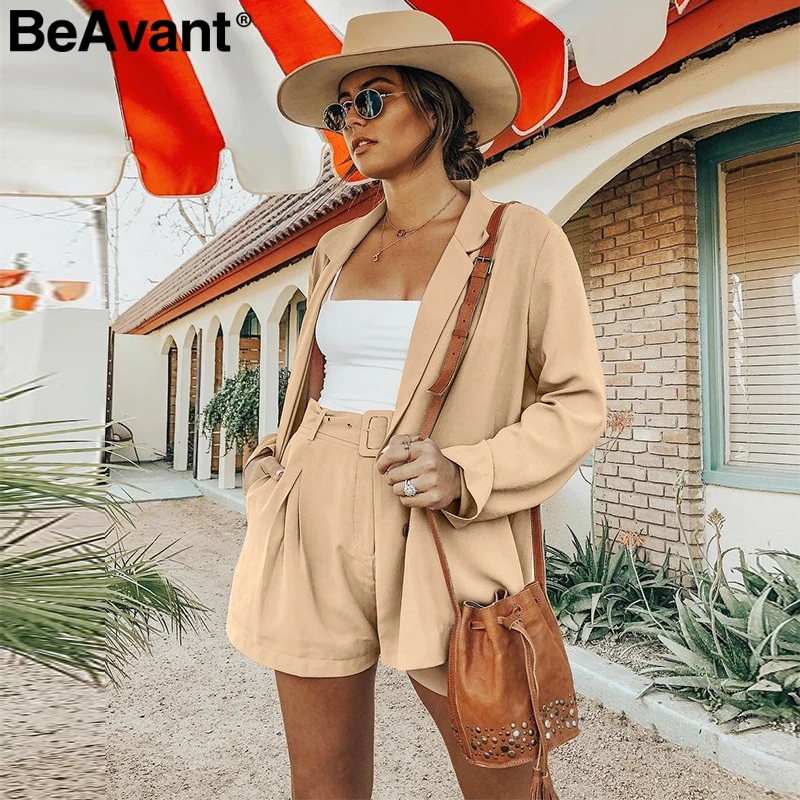 BeAvant Повседневный шорты с поясом женские пиджак короткие брюки Streetwear твердые