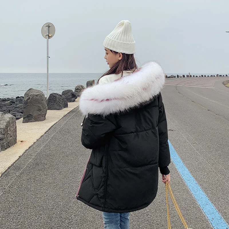 2019 New style Fur Parkas Coat Women Fashion Casual Cotton Tops Winter Warm Lady Mid-long Hooded Ladies Jacket Female Outerwear | Женская