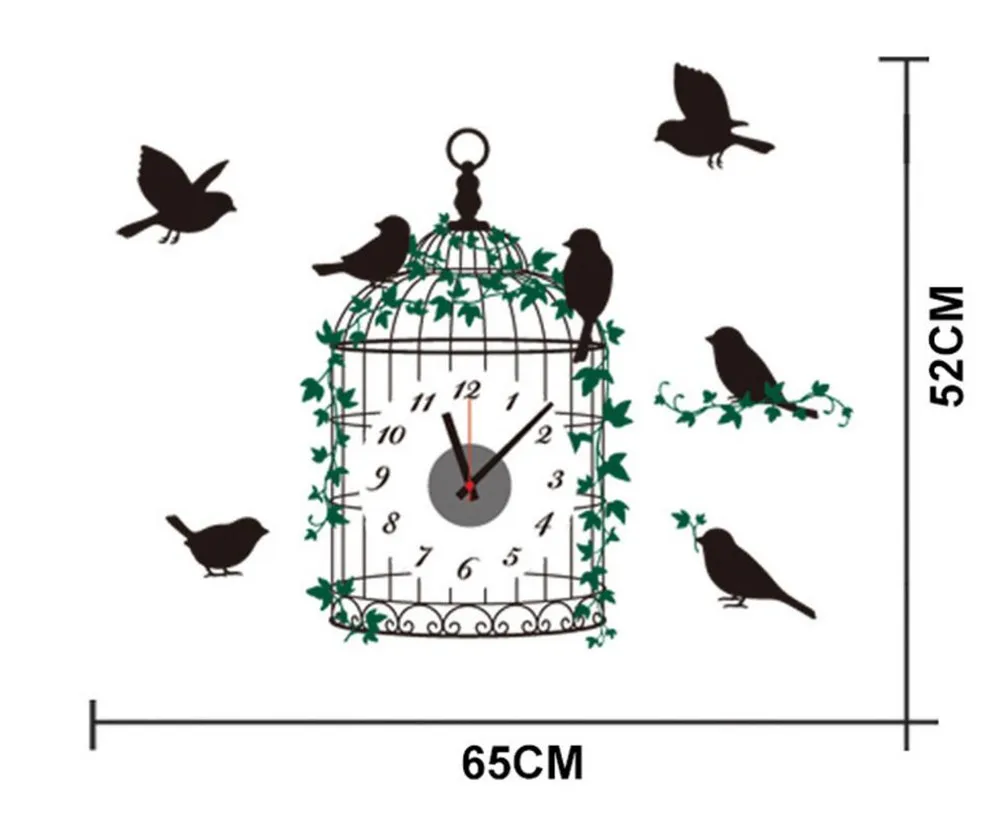Birdcage Wall Clock Silent Children Living Room Bedroom Hanging Clocks Home Decoration A2177c | Дом и сад