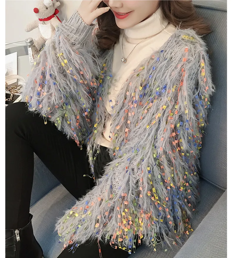 Autumn tassel Sweater Women long sleeve knitted Cardigans |