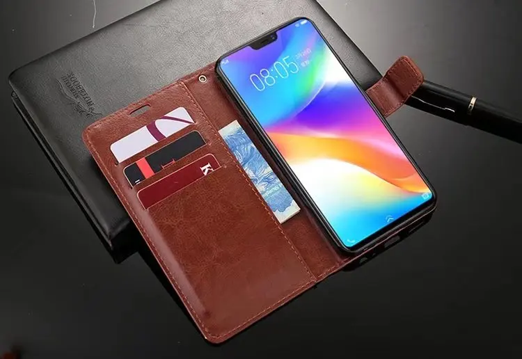 Кожаный чехол книжка с подставкой для Vivo V9 / Y85 Z5X Y17 V15 S1 Pro Y71 кошелек Vivi