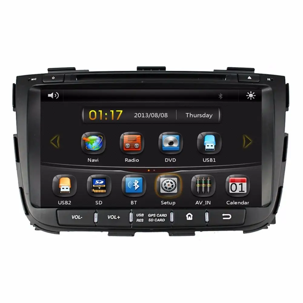 " in-dash автомобильный dvd-плеер с gps(опционально), аудио Радио стерео, USB/SD, AUX, BT/tv, Автомобильный мультимедийный головной убор для Kia SORENTO 2013