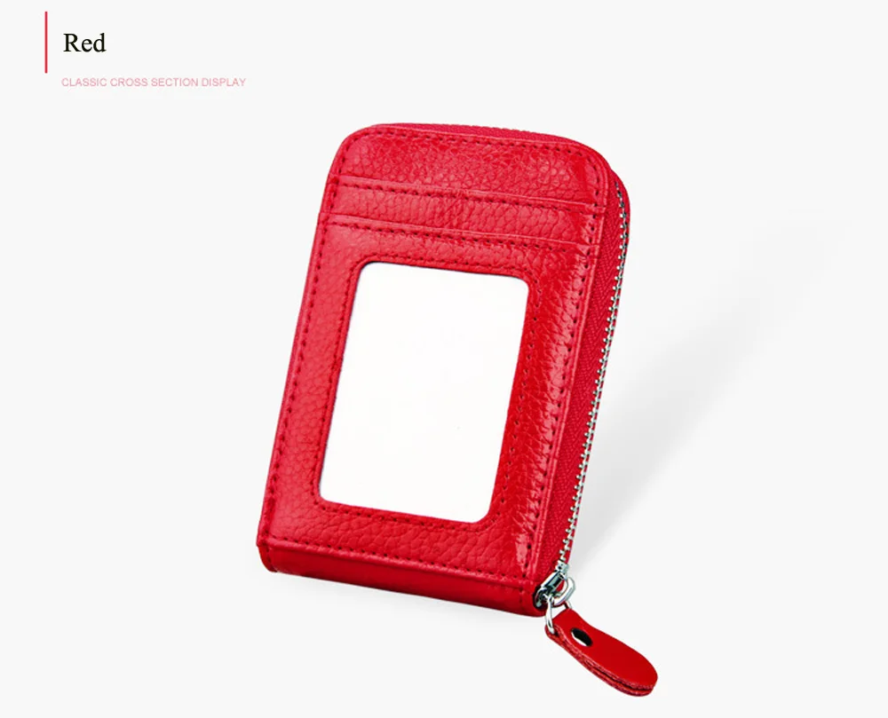 red Лидер продаж! RFID натуральная кожа автобус карты сумка ID держатель карты Чехол для кредитной карты Модный кошелек мульти-карты бумажник карта унисекс карман - Цвет: red