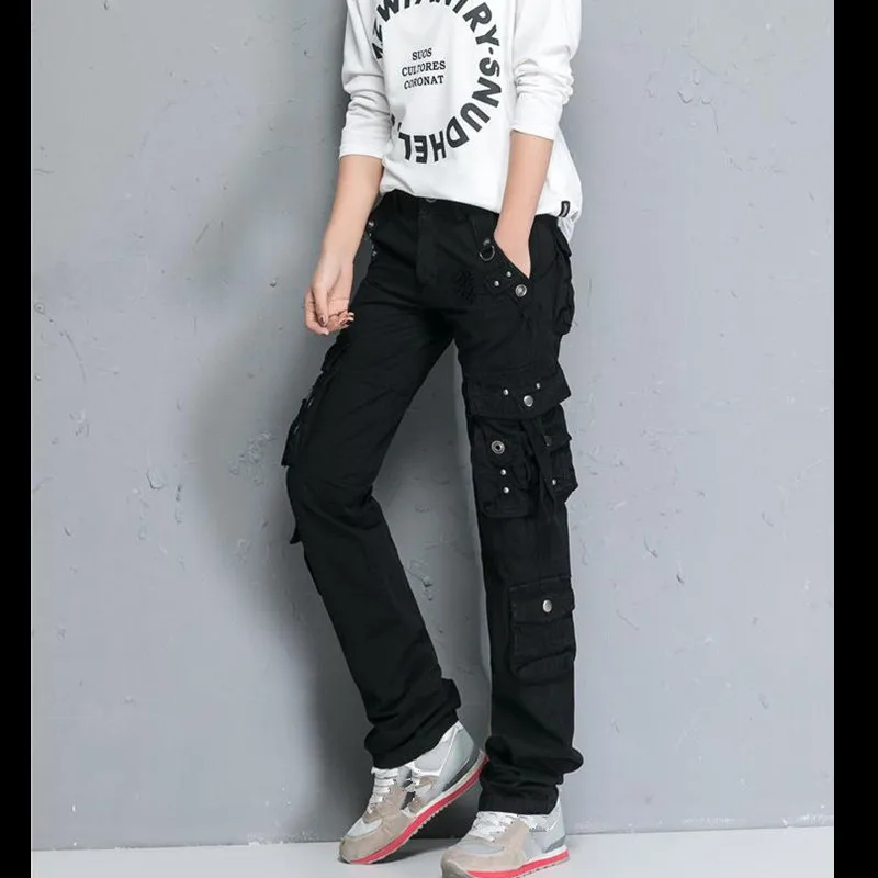 Pantalon Femme, весна, женские прямые брюки-карго с несколькими карманами, женские модные тренировочные брюки, Pantalones Mujer, штаны, одежда