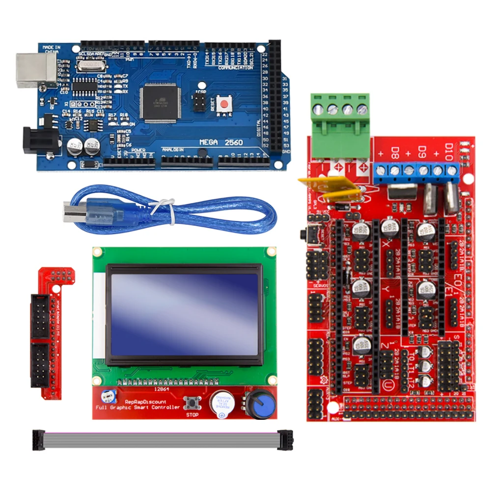 Комплект для 3D принтера Mega 2560 R3 Mega2560 REV3 + контроллер RAMPS 1 4 ЖК дисплей RAMPS1.4