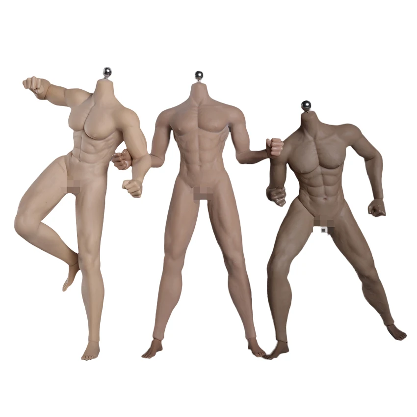 1/6 Scale 12''Ultra Flexible Muscular Male Seamless Body Stainlee Steel Skeleton Rubber Human-like Skin Bodies for 1/6 Head