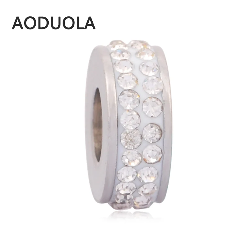 2 шт. в партии бусины из мягкой глины нержавеющей стали прозрачные стразы бусинки