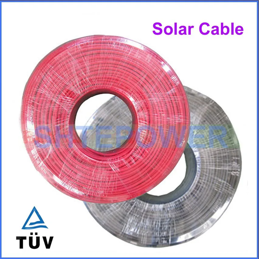 200 метров/рулон 4mm2 (12AWG) Солнечный Кабель красный и черный Pv кабель провод медный