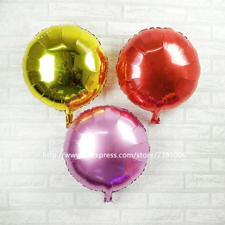 

50pcs/lot foil balloon 18inch round Pure color foil balloons Stripes helium ballon weddign decorations globos 4 color