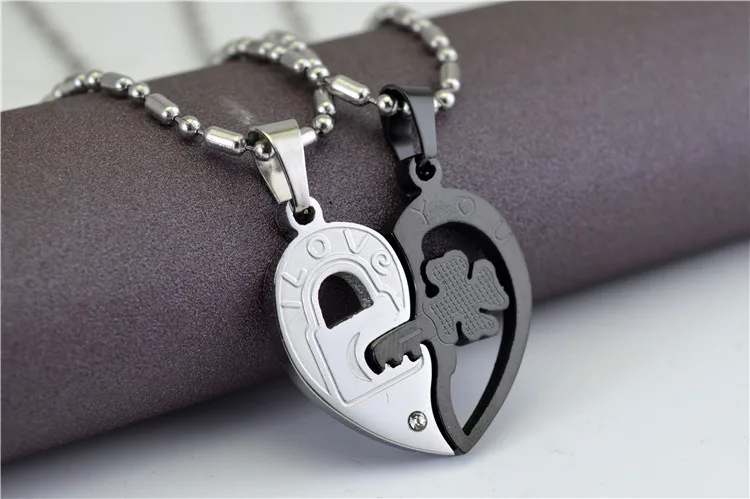 Мужская цепочка из нержавеющей стали ожерелье с кулоном в виде черного сердца