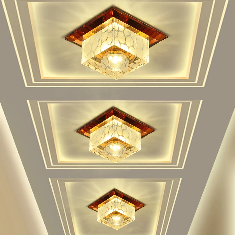 Миниатюрная Хрустальная квадратная Светодиодная потолочная лампа 5 Вт