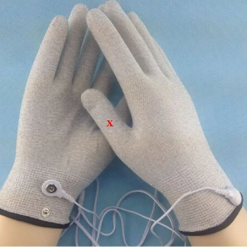 Бесплатная Доставка 1 пара Серебряная волокно десятки/EMS массаж Перчатки