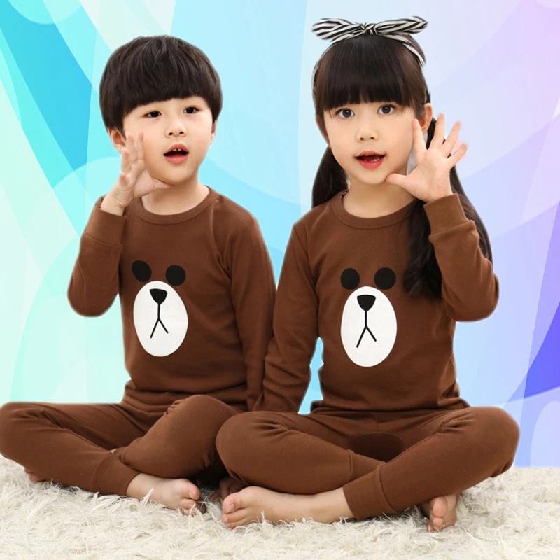 Красивый хлопковый пижамный комплект для маленьких мальчиков и девочек милая