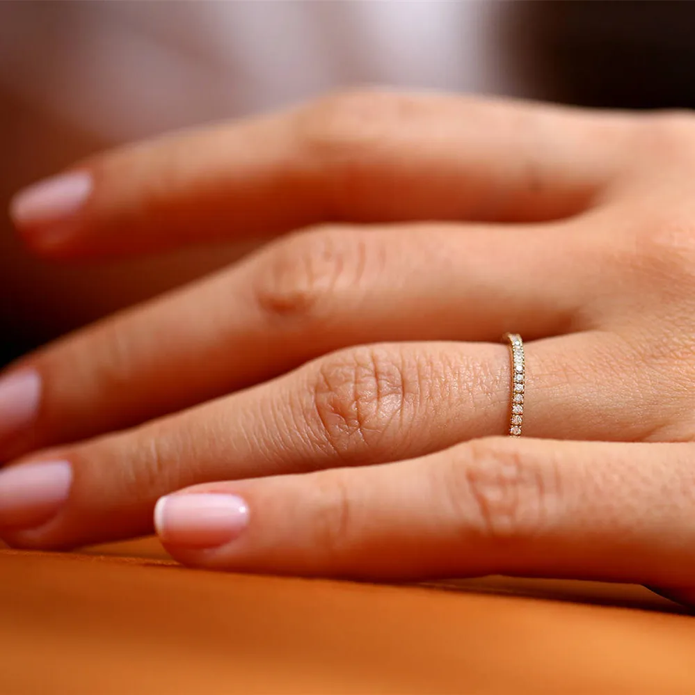 LASAMERO Round Cut 0.50CTW Natural Diamond 14k Yellow Gold Full Eternity Engagement Promise Wedding Band Ring Gift For Women | Украшения и