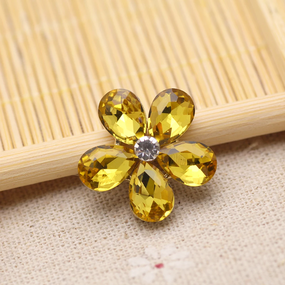 Цветная Цветочная аппликация со стразами 21 мм 2 шт. маленькая брошь из камня с