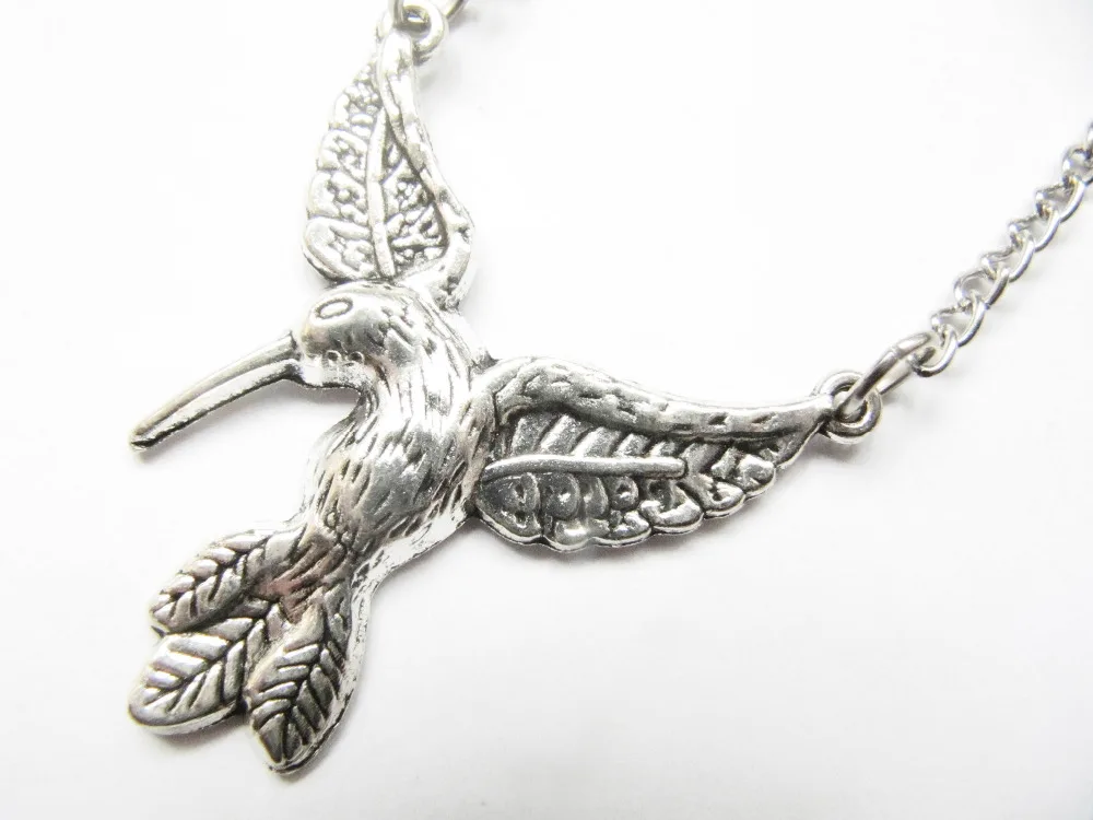 2 шт. Оптовая продажа-древний серебряный Колибри Цепочки и ожерелья колибри кулон