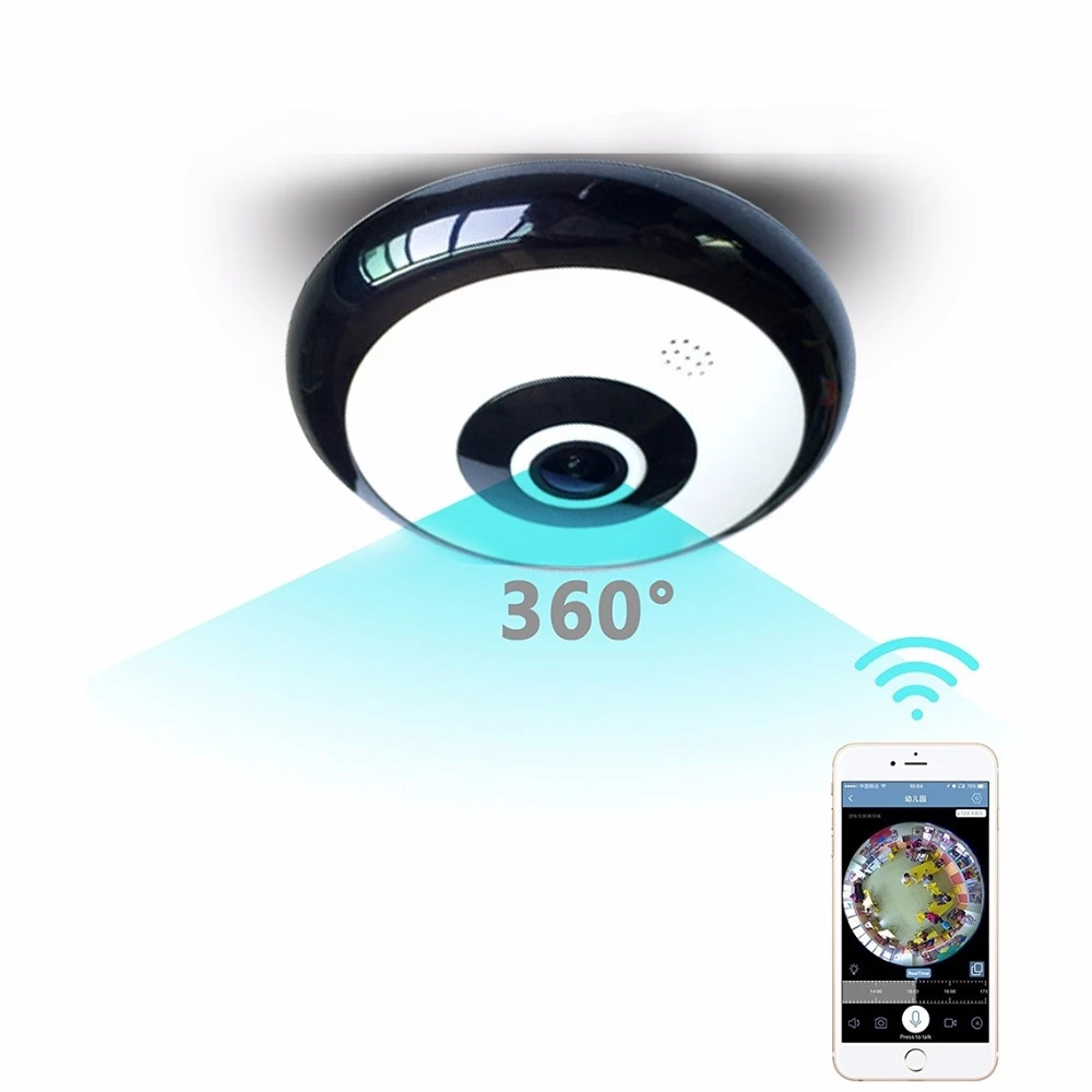 Мини HD 960P Беспроводной Wi Fi IP Камера 360 для панорамной съемки “рыбий глаз” с 1.3MP