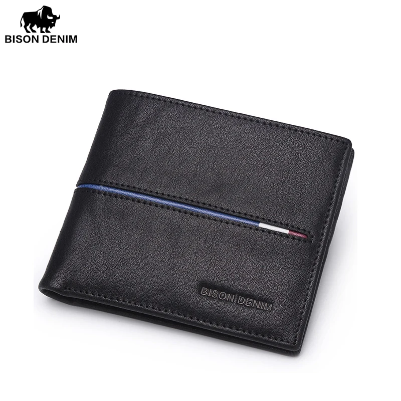 Мужские кошельки BISON DENIM модные роскошные из натуральной кожи короткий