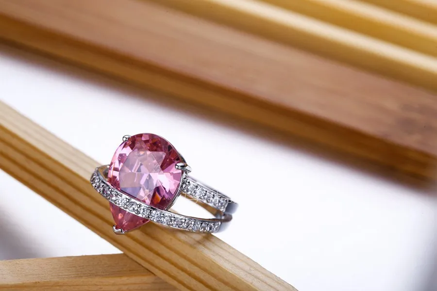 Настоящее тонкое Стерлинговое Серебро 925 кольца для женщин родиевое покрытие