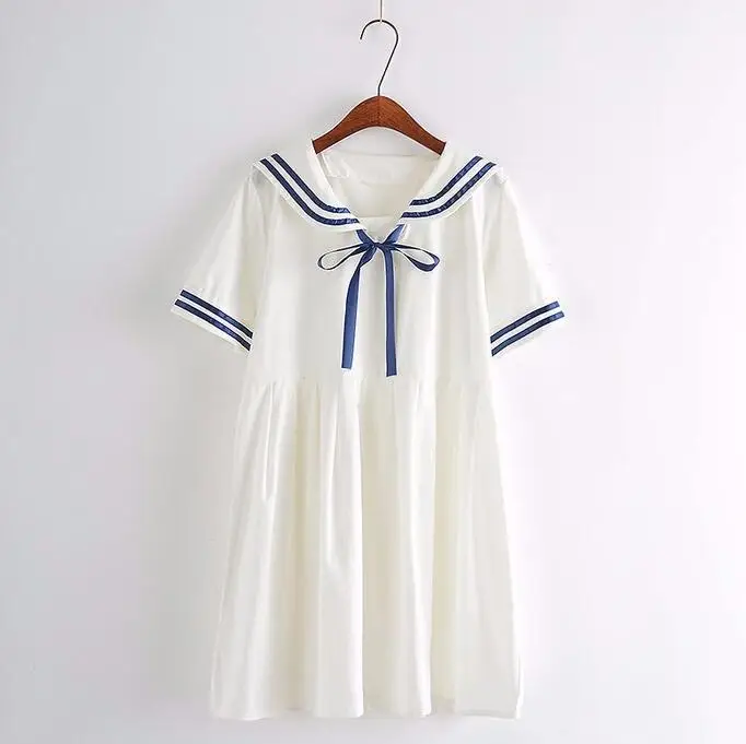 Осень лето 2017 новое женское платье 5XL хлопковое с матросским воротником милое