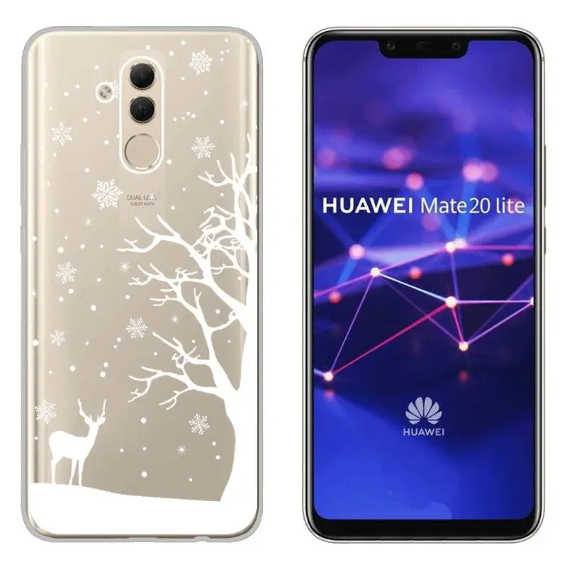 Christmas Festive Santa Reindeer Printed Soft TPU Case sFor Huawei P Smart Y5 2017 Y6 2018 Mate 20 Lite Honor 10 8X Clear Cover |