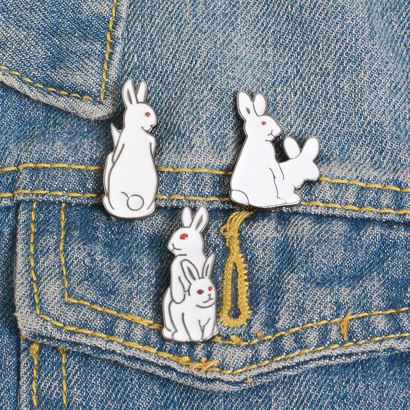 Женская эмалированная брошь MINGQI прикольная белая в виде животных прищепка для