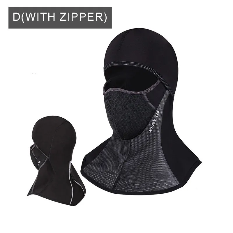 D(WITH ZIPPER) Велосипедная маска на колесиках, лыжная велосипедная термальная Флисовая Балаклава, зимняя велосипедная лицевая маска, пылезащитный капюшон, шапка для катания на коньках, головной убор - Цвет: D(WITH ZIPPER)
