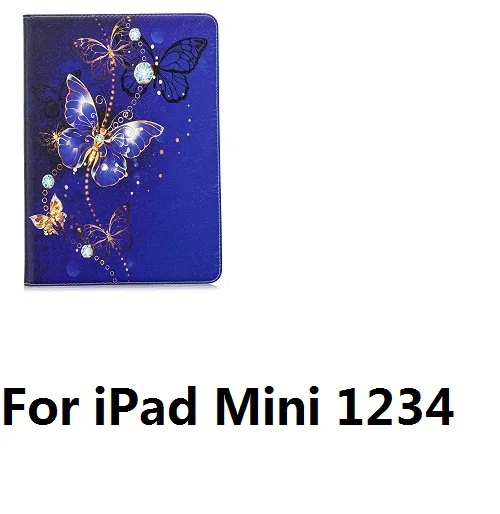 For iPad Mini 1234 Голубая Бабочка узор Поддержка защитный чехол для iPad Air iPad 2/3/4 мини 1 2 3 4 Mini 10,5 9,7 дюйма - Цвет: For iPad Mini 1234