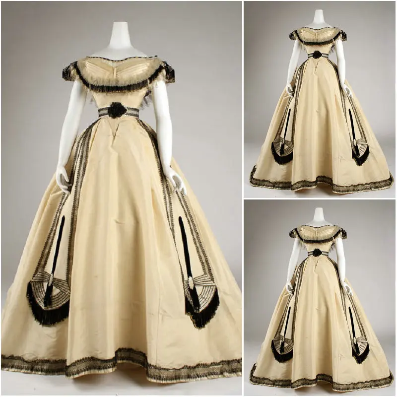 

History!Customer-made Victorian dress 1860s Civil war Dress Scarlett Theater Costume Halloween Renaissance Dress V-545