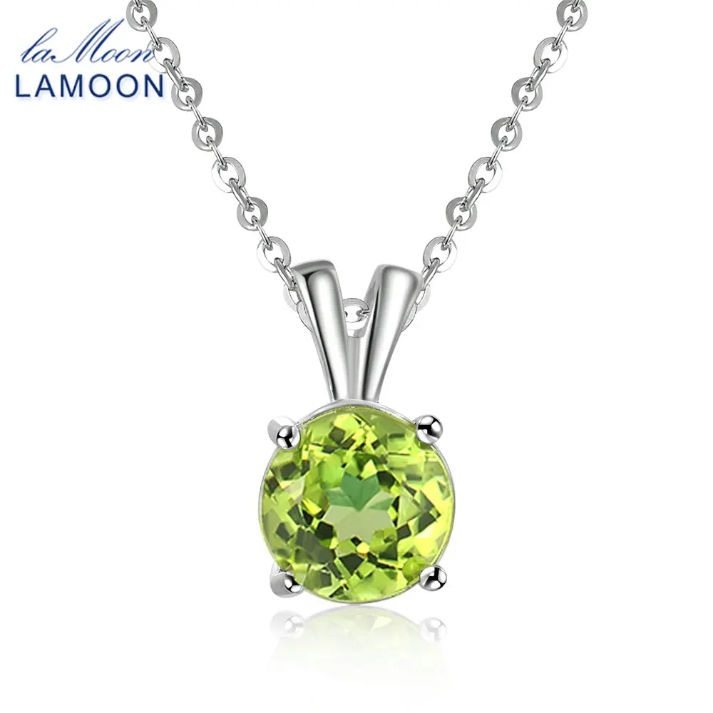 Ожерелье женское из серебра 925 пробы с натуральным круглым Перидотом 8 мм|jewelry