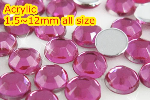 

Dark Rose 1.5~12mm Flat Back Round Acrylic rhinestone,Acrylic Resin 3D Nail Art / Garment Rhinestone