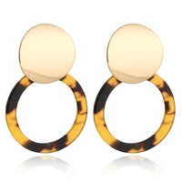 new boho acrylic leopard long drop earrings women bijoux geometric round marble dangle earrings bohemian women jewelry 2019