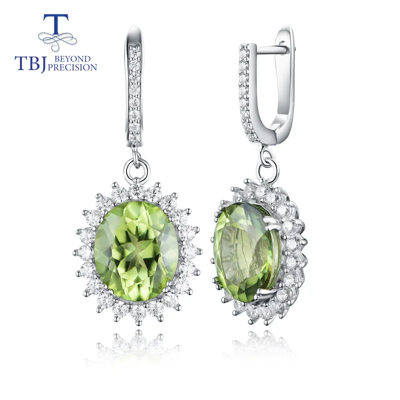 earrings TBJ, кольцо с натуральным Перидотом топазом, серьги и кулон, Модный Ювелирный Набор из серебра 925 пробы для женщин, Свадебный хороший подарок с коробкой - Цвет камня: earrings