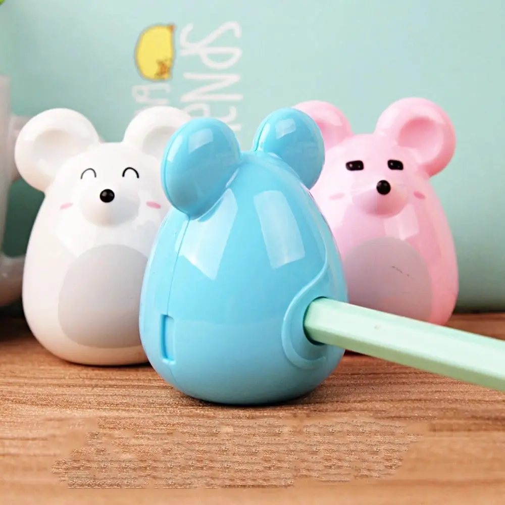 Милый Kawaii Мультфильм пластиковая Мышь точилка для карандаша ручная Канцтовары