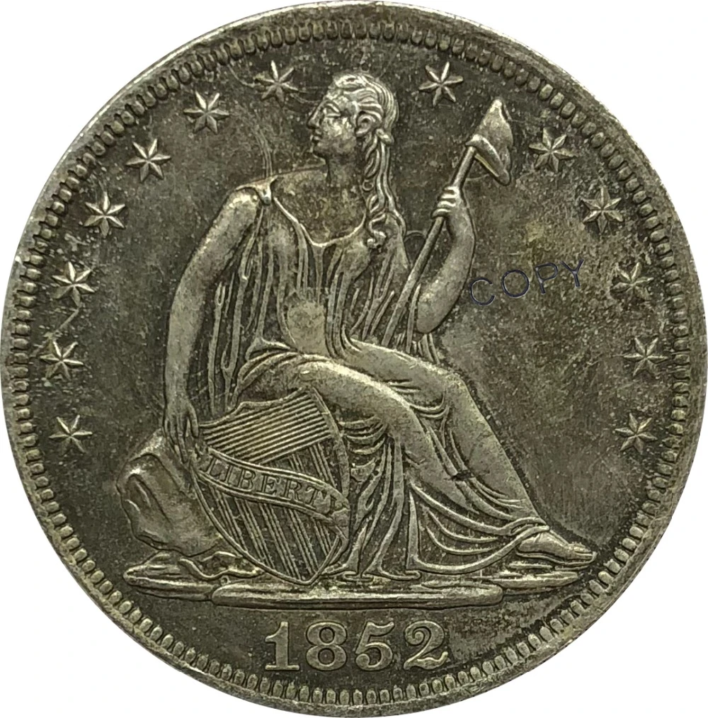 

1852 США половина доллара Мельхиор Посеребренная копия монеты
