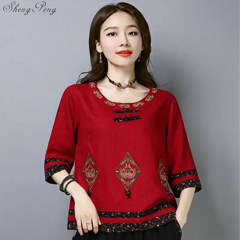 Женские топы и блузки в традиционном китайском стиле одежда восточном Китае G148