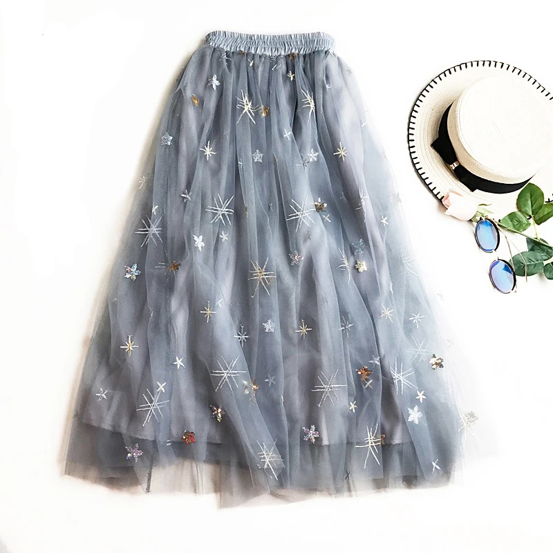 2019 Звездные Бронзовые женские длинные юбки Boho летние пляжные модные богемные с