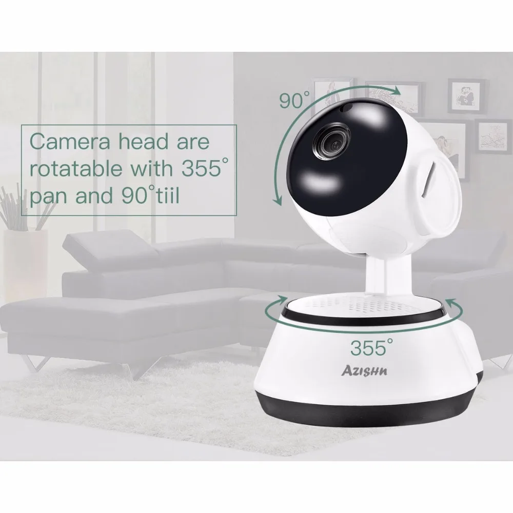 AZISHN домашняя ip камера безопасности беспроводная WiFi 720P сетевая для внутреннего