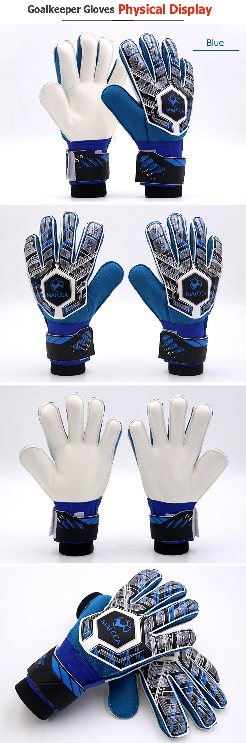 Cheap Professional Soccer Kids Fingersave Goalkeeper Gloves with Finger Protection Football Goalie Gloves Sizes 6 5 7