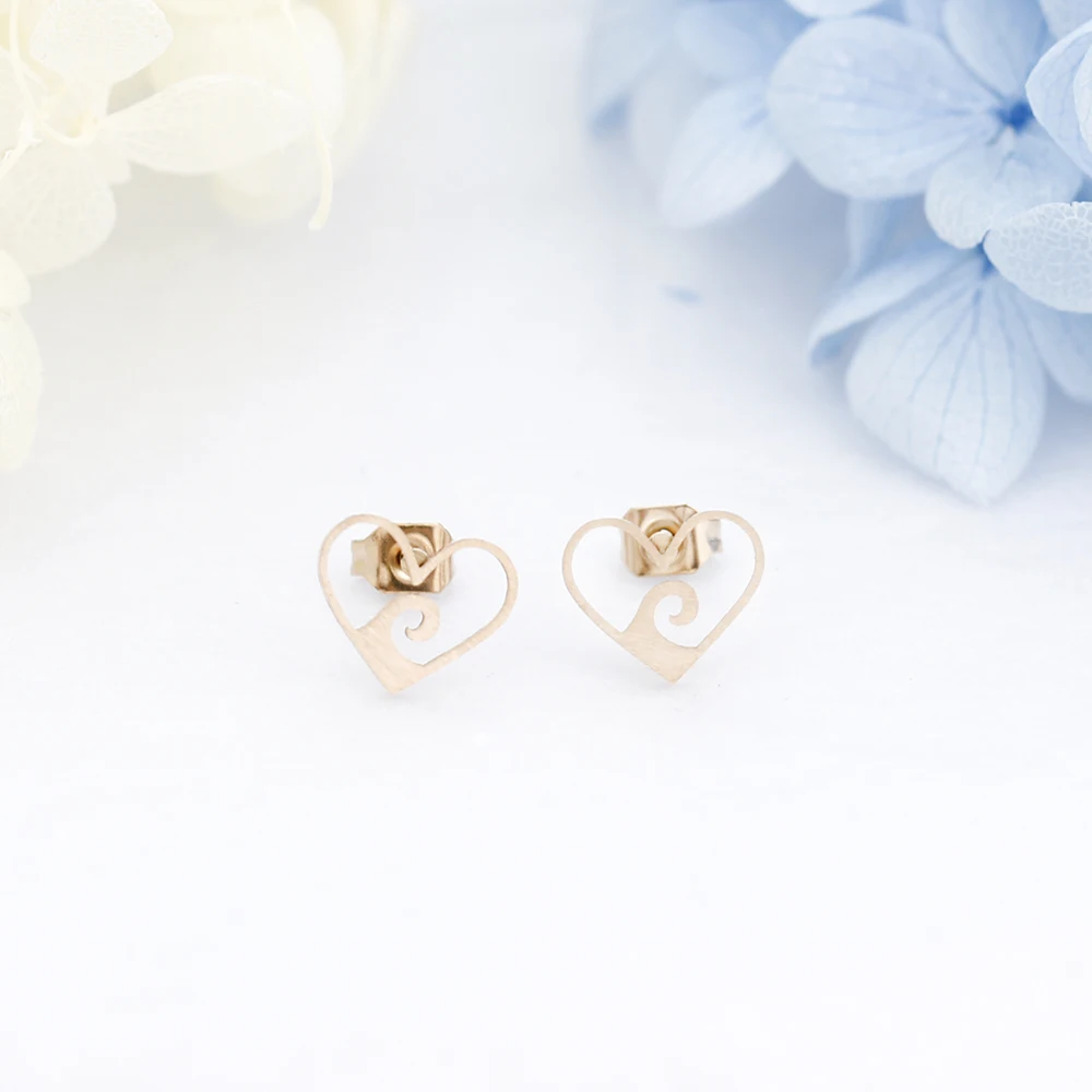 Женские серьги гвоздики в форме сердца модные ювелирные изделия из нержавеющей