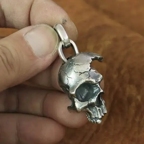 Подвеска в виде черепа из стерлингового серебра 925 пробы, сломанная поврежденная половина лица, подвеска в стиле байкер-панк TA152