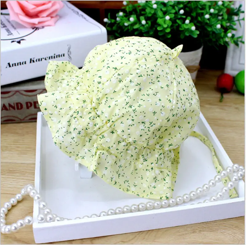 Cute Baby Sun Hat Floral Cotton Kids Hats Summer Beach Girls Beanie Cap | Детская одежда и обувь