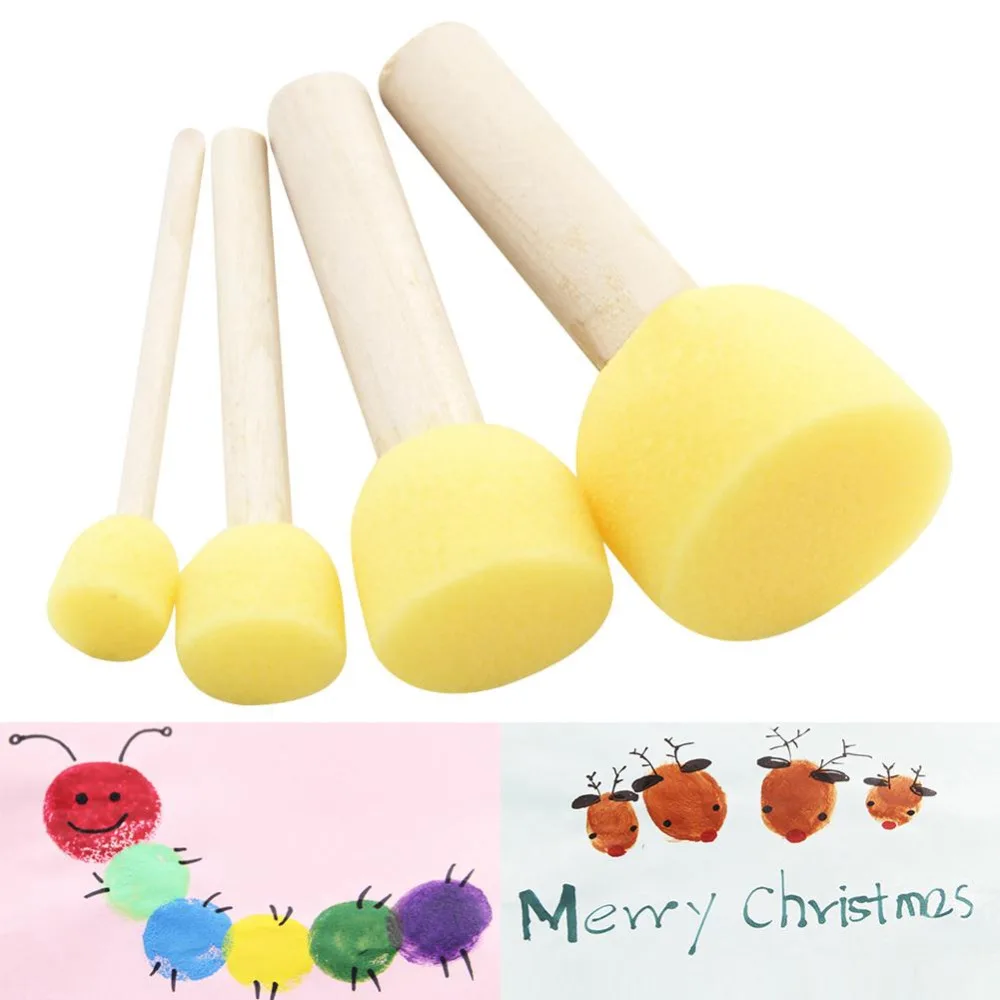 4 шт./лот Скрапбукинг и штамповка граффити краска кисть для каракулей деревянная