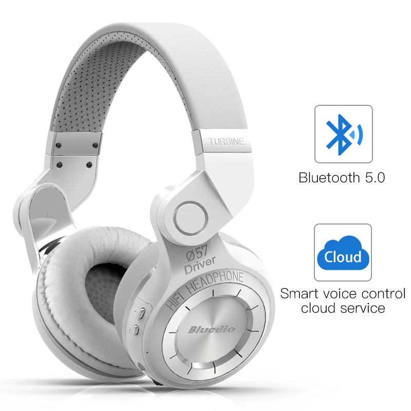 New version white Bluedio оригинальным T2 Bluetooth Беспроводной складные наушники Встроенный микрофон 3D звук гарнитуры для сотового телефона xiaomi samsung - Цвет: New version white